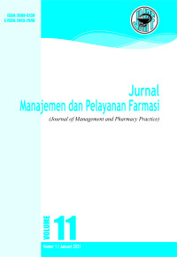 Jurnal Manajemen dan Pelayanan Farmasi (Journal of Management and Pharmacy Practice) Vol. 11 No. 1 Januari 2021